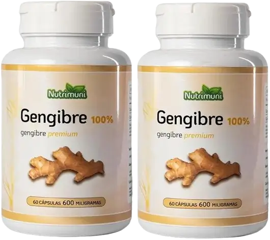 Gengibre Premium - 2 Potes 120 Cápsulas 600mg de Gelatina